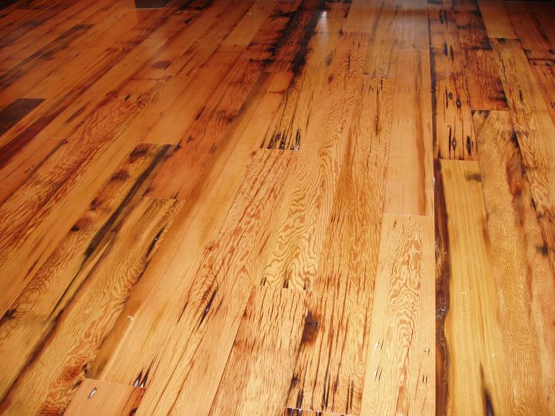 Picklewood Flooring (exterior of the stave) / Note the checking and staining that is characteristic of this floor